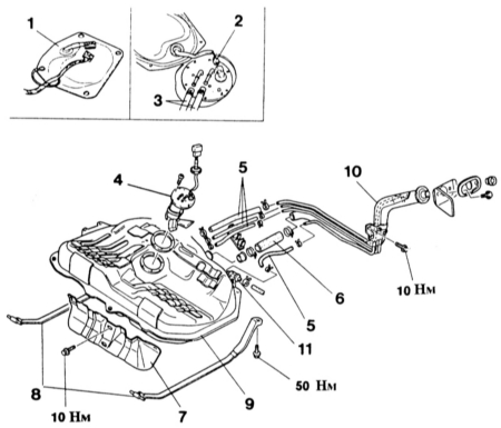  Снятие и установка топливного бака Mazda 323
