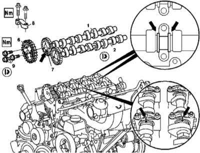  Снятие и установка компонентов ГРМ Mercedes-Benz W163