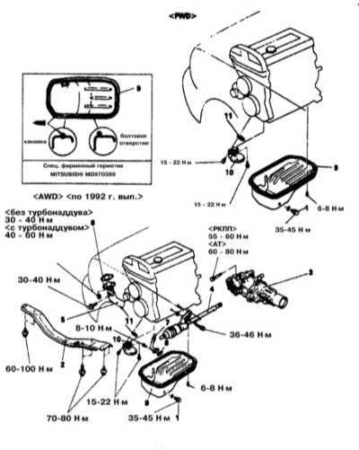  Снятие и установка поддона картера двигателя Mitsubishi Galant
