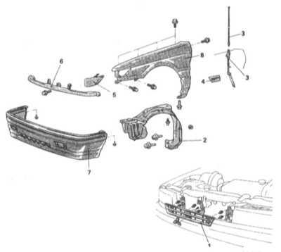  Снятие и установка передних крыльев Mitsubishi Galant